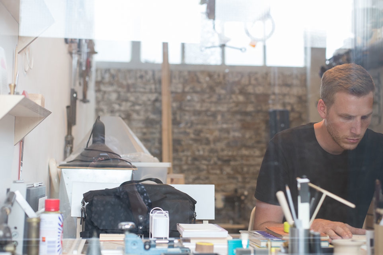 David Steiner in his studio in Bethnal Green, London