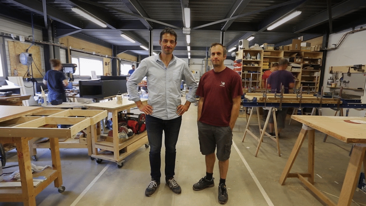 Fabrice Poncet and Nicolas Autric, fabric co-founders in their workshop