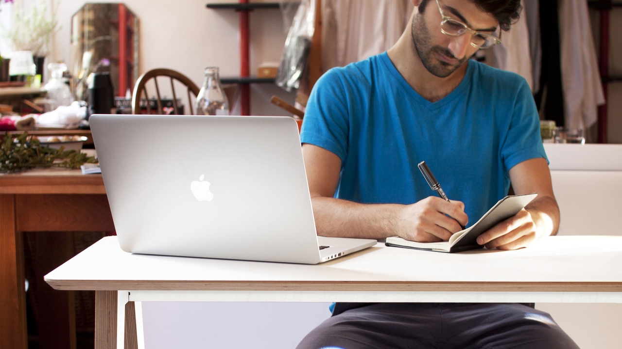 Nick working on the Olivia Desk by Joni Steiner for Opendesk